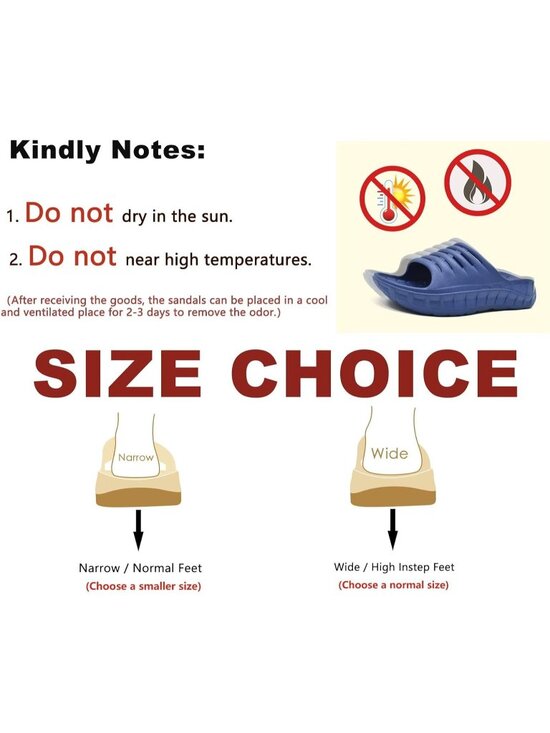 Men\'s Blue Sandals Orthotic Arch Support Open Toe Sport Slides Thick Cushion